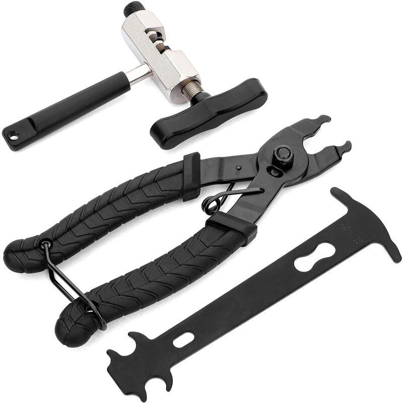 Jusch - Ensemble d'outils de réparation de chaîne de vélo en trois pièces, pince à maillons de vélo, chaîne de dérive, vérificateur de chaîne de