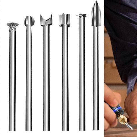 Ensemble d'outils de sculpture sur bois : 6 forets différents pour loisirs créatifs.