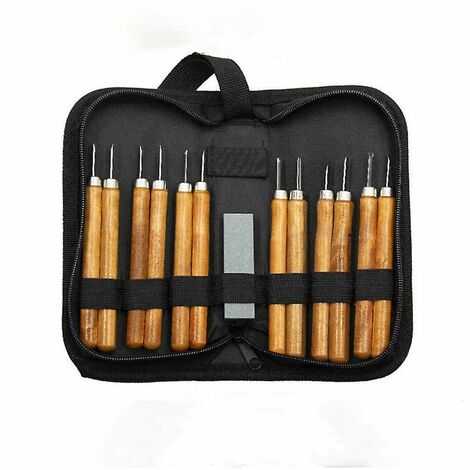 Ensemble d'outils de sculpture sur bois, ciseau à bois à la main, outils de sculpture sur bois professionnels (12 pièces)