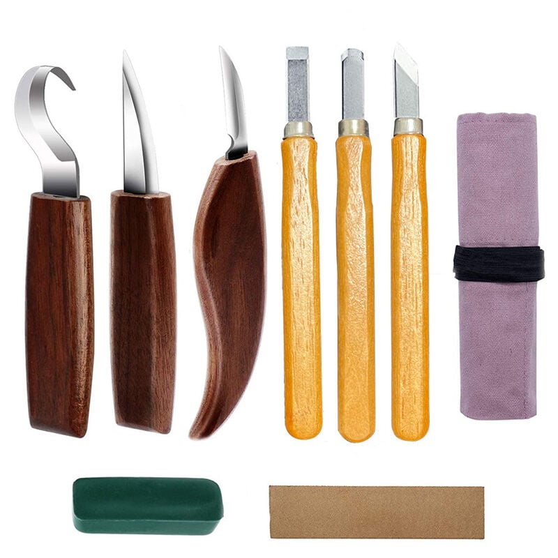 Outils de Sculpture Sur Bois, Kit Sculpture Bois Outils Set de Couteau Sculpture Bois Avec Couteau à Découper Outils de Gravure en Bois