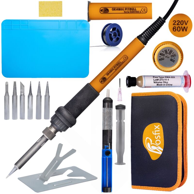 Set di strumenti di saldatura professionali Rosfix Electric S 14in1 Premium Edition con saldatore OP60W PE1