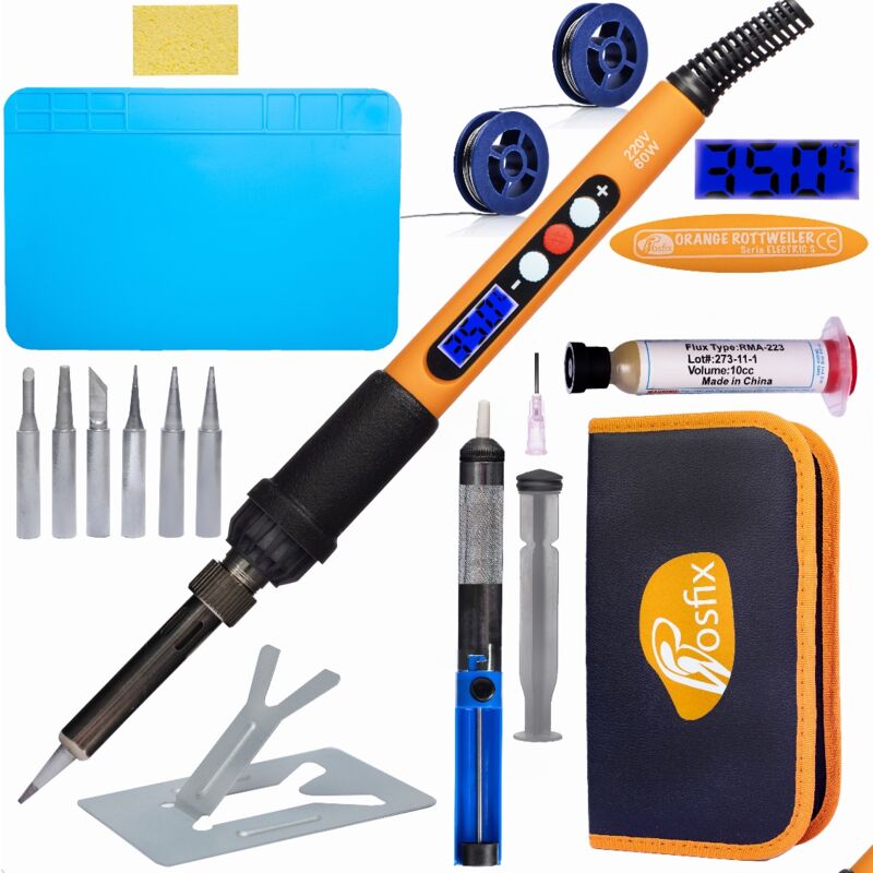 Set di strumenti di saldatura professionali Rosfix Electric S 16in1 Premium Edition con saldatore OR60W PE1