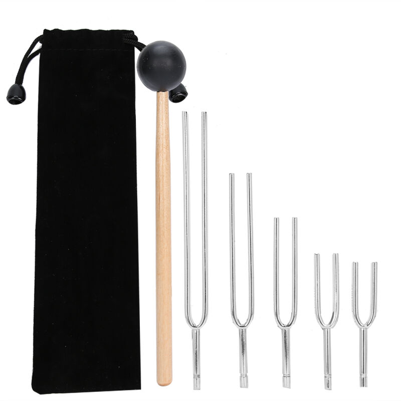 Ensemble d'outils de thérapie sonore à diapason en alliage d'aluminium 128 Hz 256 Hz 512 Hz 1024 Hz 2048 Hz