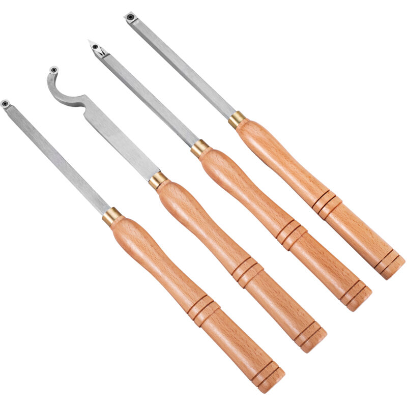 Mophorn - Ensemble d'outils de tournage sur bois4 pièces, outils de tour en carbure avec diamant, fraises rondes et carrées, poignées confortables