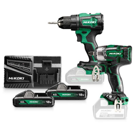 Ensemble d'outils Hikoki KC18DEWFZ (DS18DE + WR18DBDL2) 18 V 2x4 0 Ah accu.