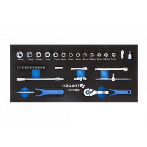 Ensemble d'outils Hogert HT7G126 1/4'' 34 unités