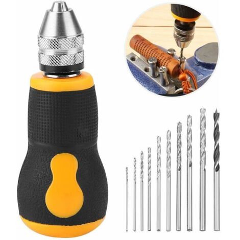 Ensemble d'outils portables de 10 mini mèches torsadées étau à broche de précision perceuse à main pour le travail du bois