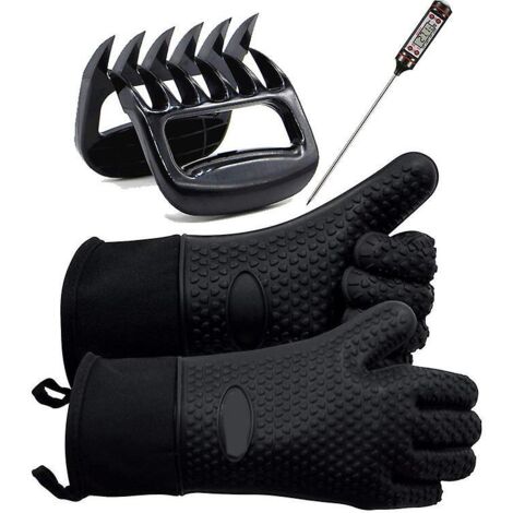 Ensemble d'outils pour barbecue et de déchiqueteur de viande en silicone résistant à la chaleur, en forme de griffe d'ours, avec gants à cinq doigts