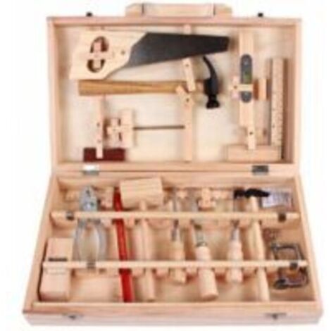 Ensemble d'outils pour enfants 16 pièces, boîte à outils d'entretien de charpentier, outils réels, démontage et assemblage, boîte multifonctionnelle pour le travail du bois