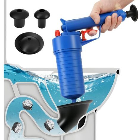 Ensemble d'outils pour piston de toilettes, débouch pneumatique pour éviers, toilettes, salles de bains, douches, cuisines et canalisations obstruées