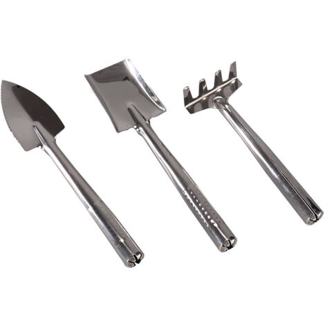 Ensemble d'outils pour plantes succulentes miniatures - Pelle et râteau en acier inoxydable - Kit de jardinage - Pelle à main et pelle à transplanter - Râteau à main - Cactus et herbes aromatiques - P