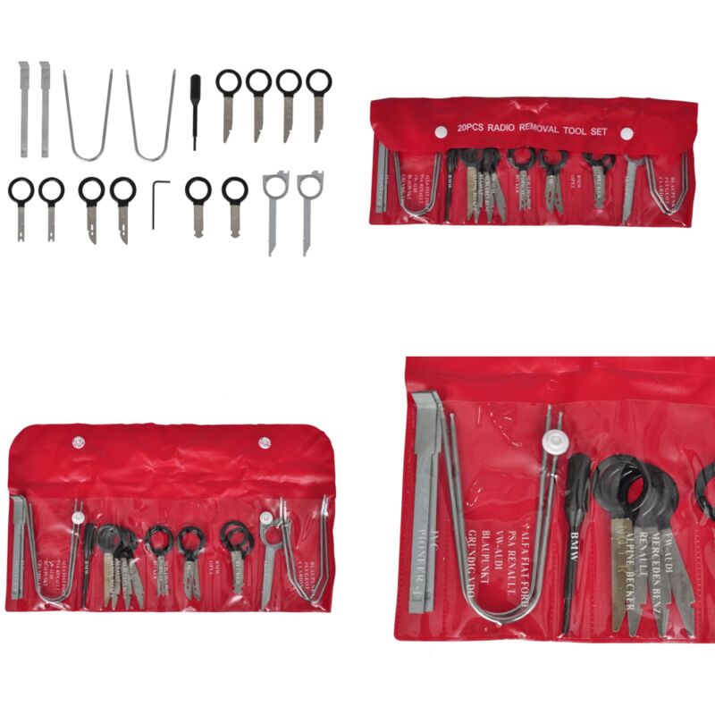 Vidaxl - ensemble d'outils radio 20 pcs - Clés De Retrait De Radio - Outil Autoradio - Kit Extraction Radio - Installation Radio - Démontage Radio
