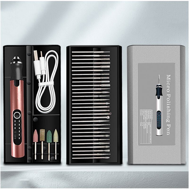 Durficst - Ensemble d'outils rotatifs sans fil, stylo de gravure pour le travail du bois, nail art, bricolage, bijoux, métal, verre, mini perceuse