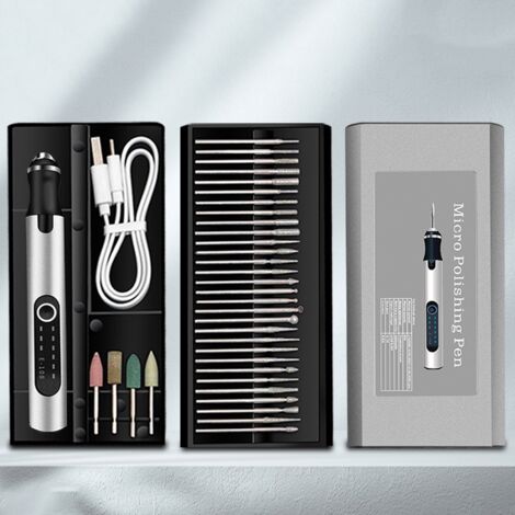 Ensemble d'outils rotatifs sans fil, stylo de gravure pour le travail du bois, nail art, bricolage, bijoux, métal, verre, mini perceuse sans fil