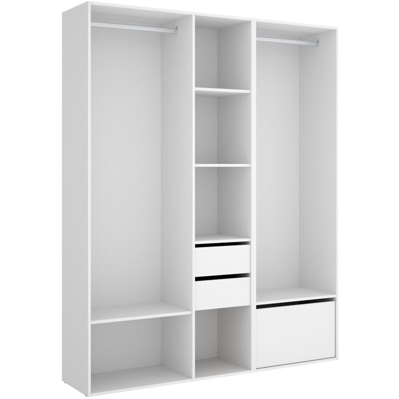 Ensemble dressing avec 2 tiroirs + 1 porte à chaussure et fond d'arrière réversible coloris chêne naturel, blanc - Longueur 158 x Profondeur 45 x