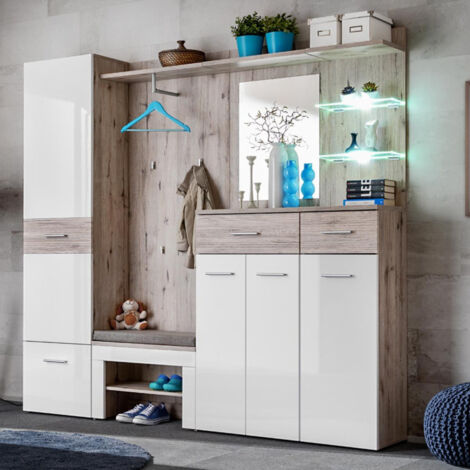 Ensemble Dressing "Gustavo IX" 210cm Naturel & Blanc