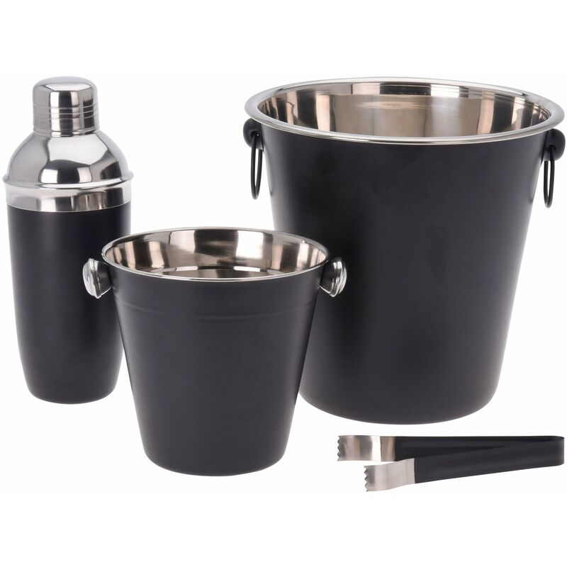 Excellent - Ensemble d'accessoires pour boissons en acier inoxydable, 4 pièces, noir