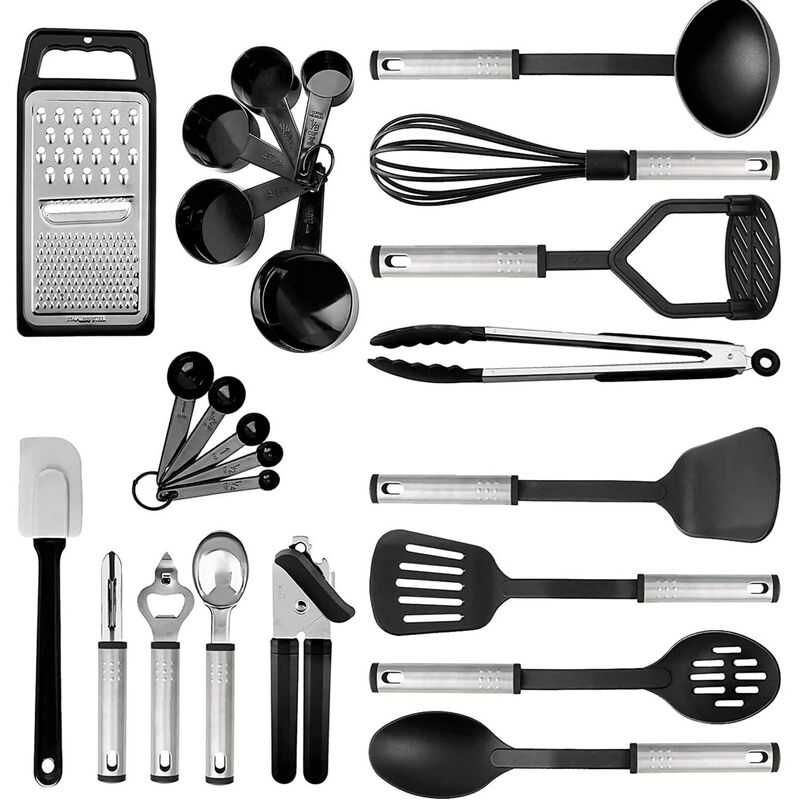 Ensemble d'ustensiles de cuisine en acier inoxydable 24 pièces antiadhésifs et résistants à la chaleur ensemble d'ustensiles de cuisine accessoires