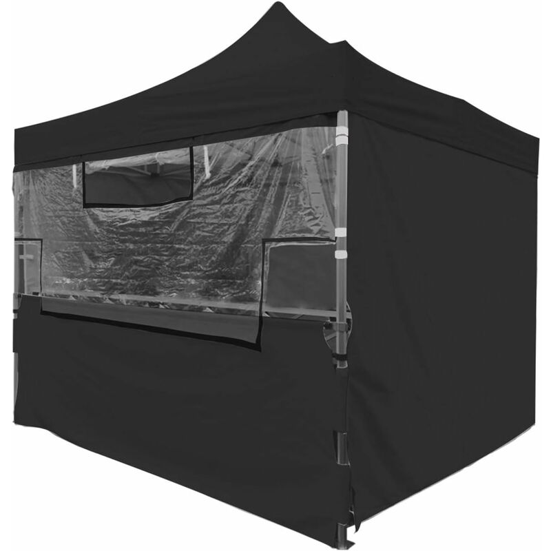 Ensemble - Écran transparent de protection en PVC 50mm + Demi-rideau inférieur polyester 300g/m² revêtement PVC pour Tente pliante PRO 50mm 3x3m