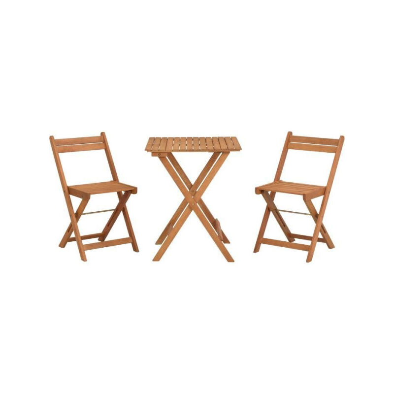 Sans Marque - Set bistrot en bois d'acacia fsc - Composé d'une table carrée et de 2 chaises pliables