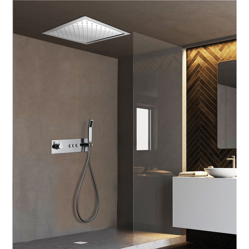Ensemble encastré de douche Odyssee avec Reglage de Debit et tête Plafonnier