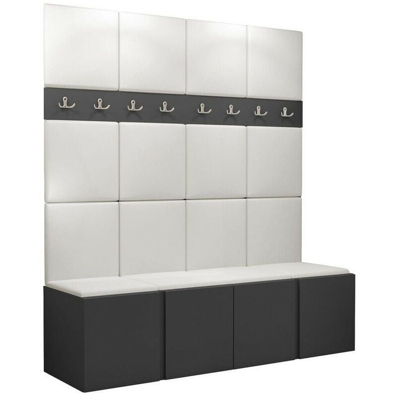 Mobilier1 - Meuble d'entrée Hartford 268, Faux cuir Soft 017, 186x168x46cm, Faux cuir, Stratifié, à poser, à suspendre