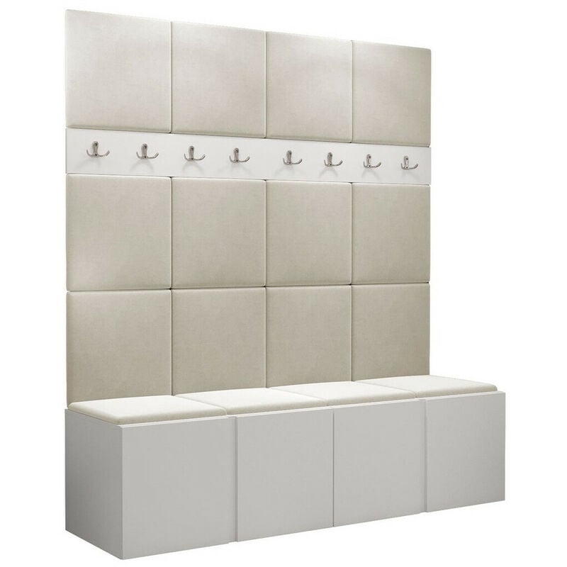 Mobilier1 - Meuble d'entrée Hartford 268, Manila 02, 186x168x46cm, Tapisserie, Stratifié, à poser, à suspendre