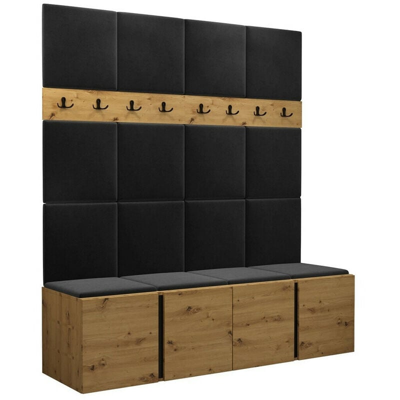 Mobilier1 - Meuble d'entrée Hartford 268, Manila 18, 186x168x46cm, Tapisserie, Stratifié, à poser, à suspendre