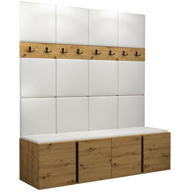 Meuble d'entrée Hartford 268, Faux cuir Soft 017, 186x168x46cm, Faux cuir, Stratifié, À suspendre, À poser