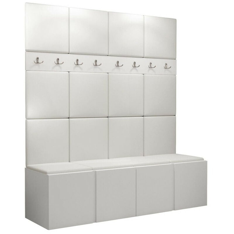 Mobilier1 - Meuble d'entrée Hartford 268, Faux cuir Soft 017, 186x168x46cm, Faux cuir, Stratifié, à poser, à suspendre