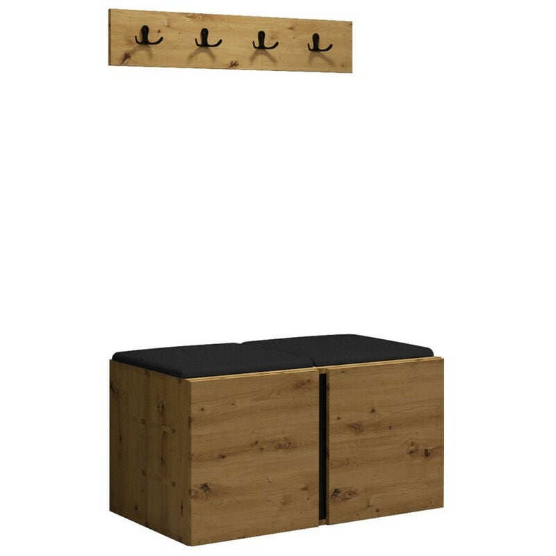 Mobilier1 - Meuble d'entrée Hartford 275, Faux cuir Soft 011, 0x0x0cm, Faux cuir, Stratifié, à poser, à suspendre