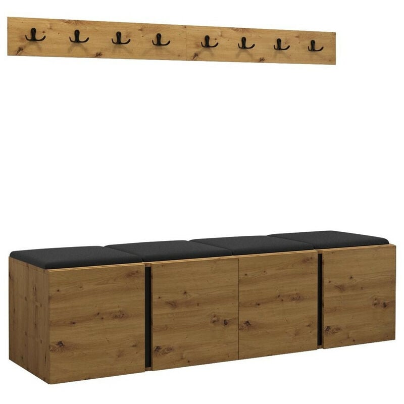 Mobilier1 - Meuble d'entrée Hartford 276, Faux cuir Soft 011, 0x0x0cm, Faux cuir, Stratifié, à poser, à suspendre