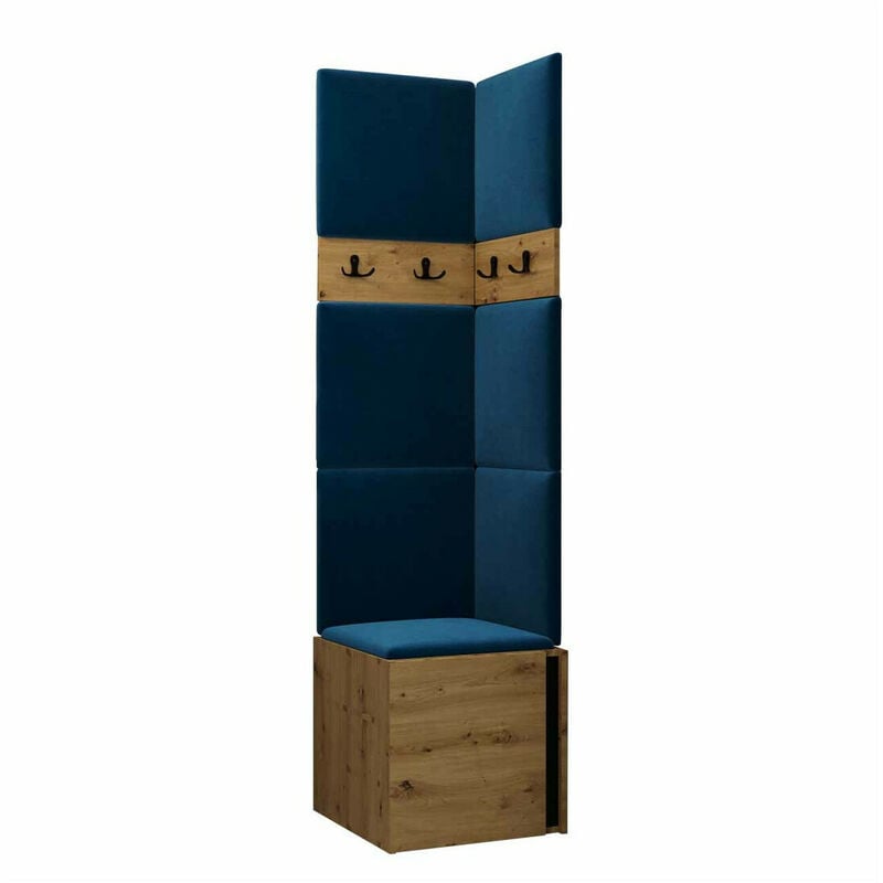 Mobilier1 - Meuble d'entrée Hartford 347, Chêne Artisan + Noir, 186x0x0cm, Tapisserie, Stratifié, à suspendre, à poser