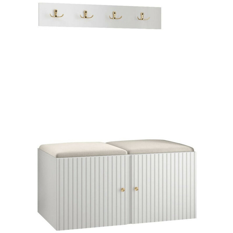 Mobilier1 - Meuble d'entrée Hartford 384, Blanc, 0x0x0cm, mdf, Stratifié, Tapisserie, à suspendre, à poser