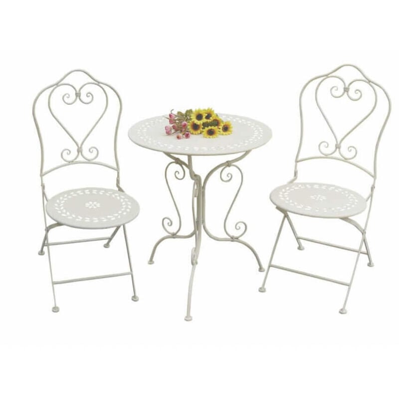 Milani Home - Ensemble extérieur 1 table et 2 chaises en acier et marbre de ligne classique