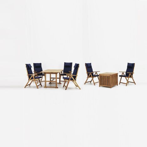 Ensemble extérieur en bois d'acacia avec coussins - 90cm x 146 / 200cm x 75cm