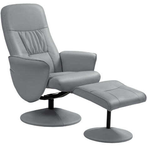 Ensemble fauteuil 2 parties repose-pieds inclinable gris clair
