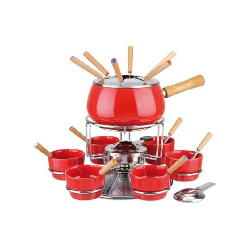 Ensemble à fondue émaillée rouge brillant pcs.23 Eva