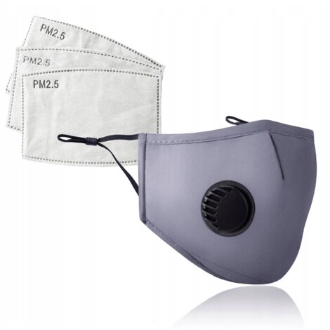 ENSEMBLE GRIS Masque réutilisable + 3x FILTRE PM 2.5