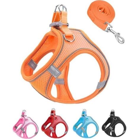 Ensemble harnais et laisse pour chien en maille souple orange S, harnais pour chiot sans évasion facile à marcher(Orange, S)
