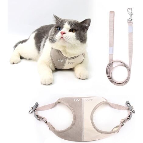 Ensemble harnais et laisse pour petit chien (L, café clair)