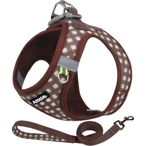 Ensemble Harnais et Laisse réglables pour Chien, Gilet réfléchissant en Maille Souple pour Petits Chiens, Chiots et Chats domestiques, Marche en Plein air, Course à Pied, Chocolat XS