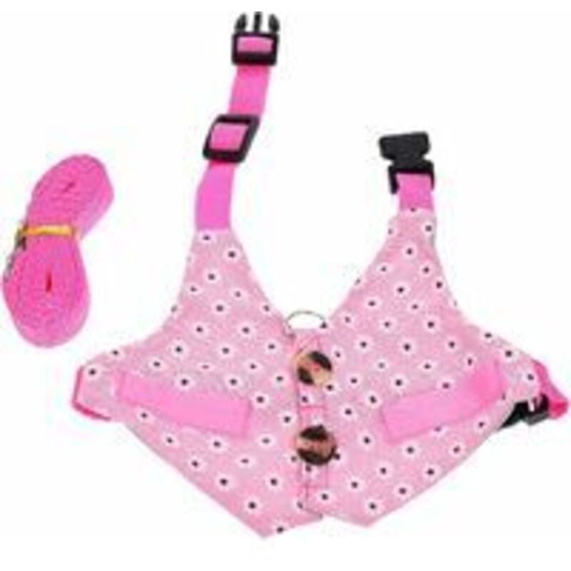 Fitags - Ensemble harnais pour lapin - Imprimé floral - Gilet avec laisse - Costume de cochon d'Inde - Fournitures pour lapin et chaton (rose)
