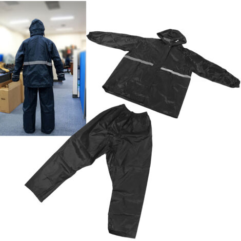 Ensemble Imperméable de Pluie Cape et Pantalon en Oxford Monocouche XXL Noir pour Voyage et Missions Extérieures