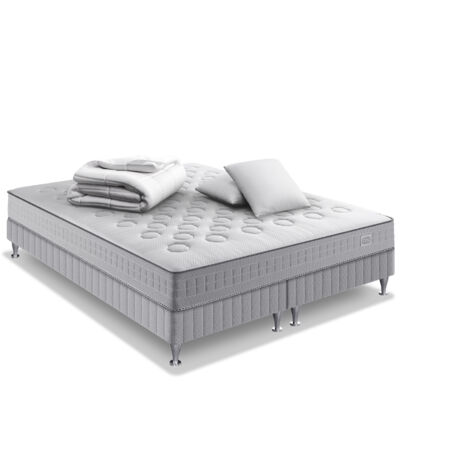 Ensemble INITIAL 180x200, SOM2X90X200 ressorts ensachés, ferme, H23 + 2 OREILLERS + COUETTE