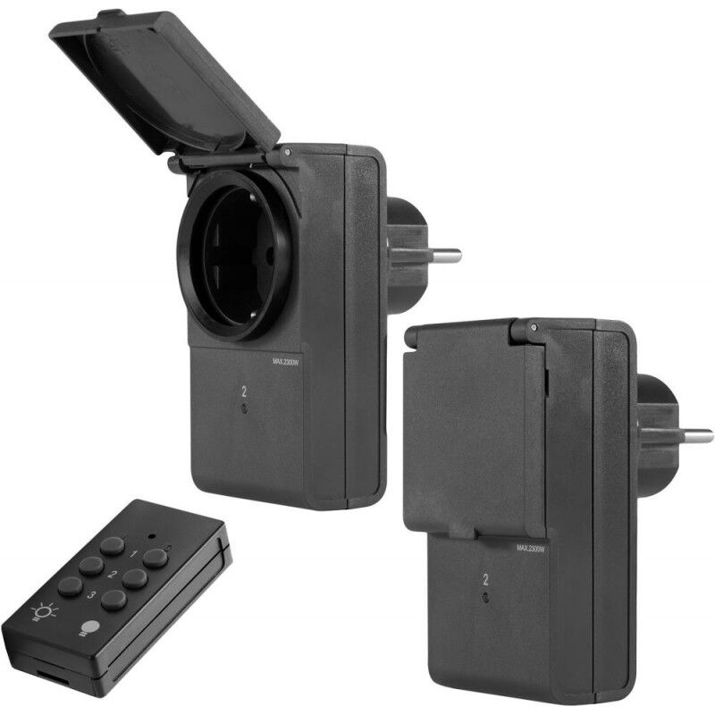 Ensemble interrupteur sans fil 2+1 extérieur noir