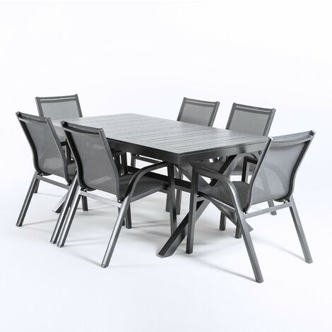 Table de jardin extensible 180/300 cm en aluminium anthracite - VILA