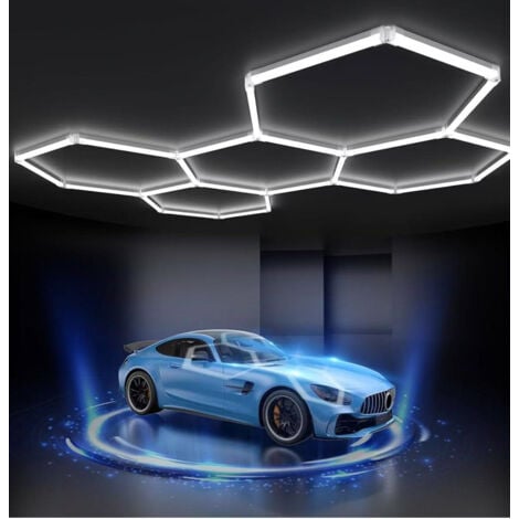 OPTONICA Ensemble lampes hexagonales - 5 modules - 192W - 23040lm - 6000K - Accessoires inclus