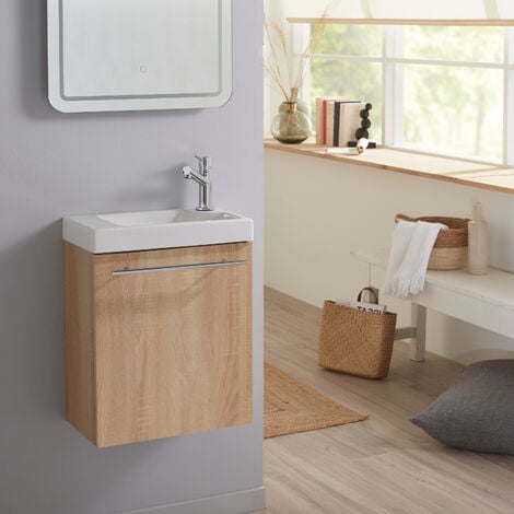 PLANETEBAIN Ensemble lave mains Oak + lave mains hamac 3 + robinet eau froide