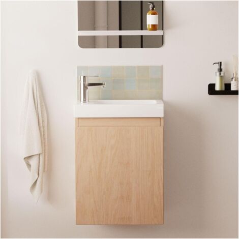 Ensemble lave-mains suspendu avec robinet chromé